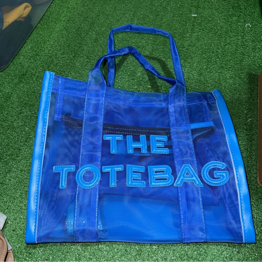 Blue Clear Mesh Womens Tote Bag Beach Tote Carry Bag New
